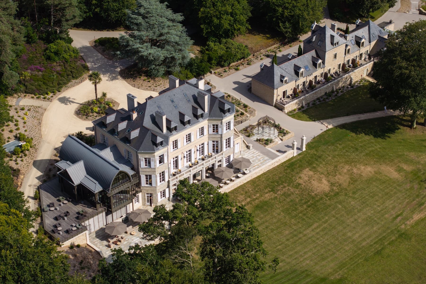 Vue aérienne du Domaine de Locguénolé, lieu de l’événement